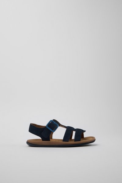 Camper Bicho - Sandalias de piel nobuk azul para niños