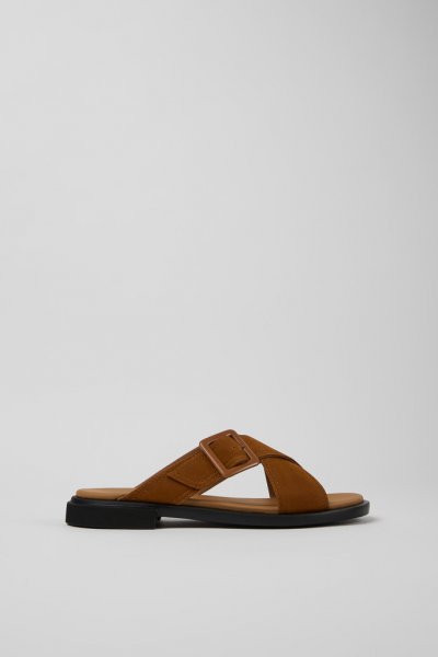 Camper Edy - Sandalia de piel marrón para mujer