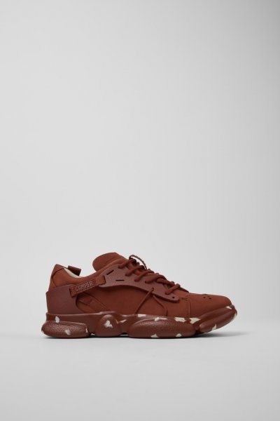 Camper Karst - Zapatillas rojas para mujer de textil y nobuk