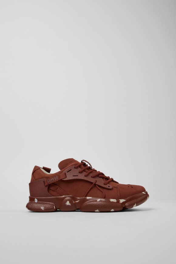 Camper Karst - Zapatillas rojas para mujer de textil y nobuk