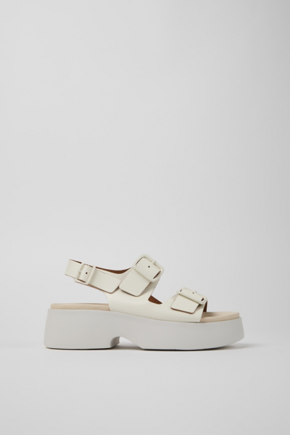 Camper Tasha - Sandalias blancas de piel para mujer.