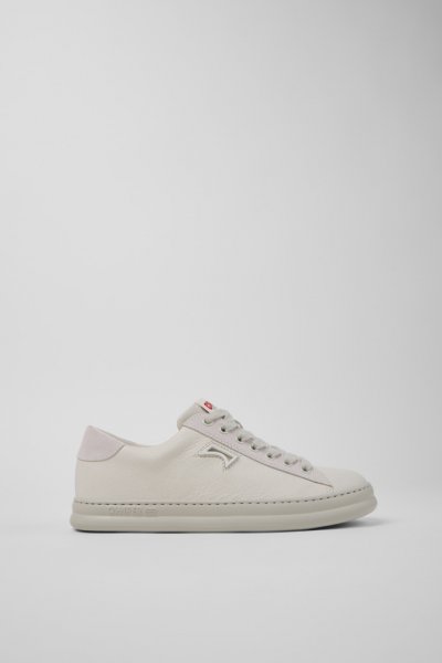 Camper Runner - Zapatillas blancas de piel con nobuk para mujer.