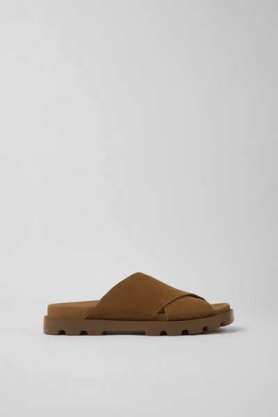 Camper Brutus Sandal - Sandalia de piel nobuk marrón para mujer