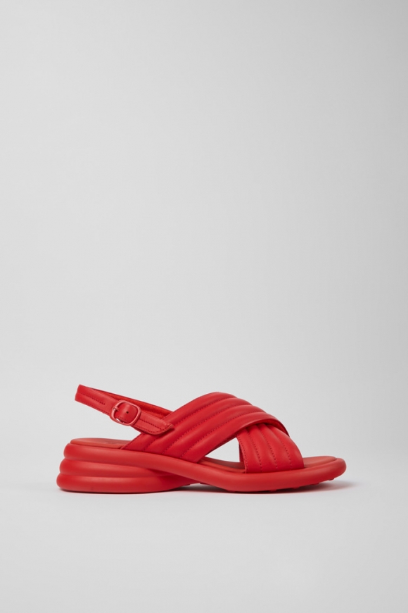 Camper Spiro - Sandalias rojas de piel para mujer.