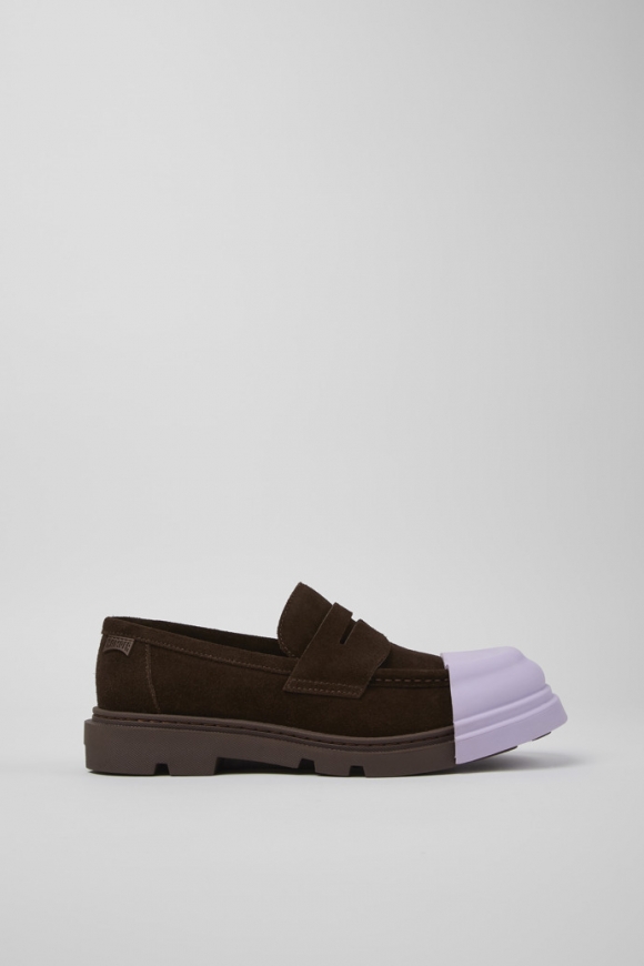 Camper Junction - Mocasines marrones para hombre de piel nobuk.