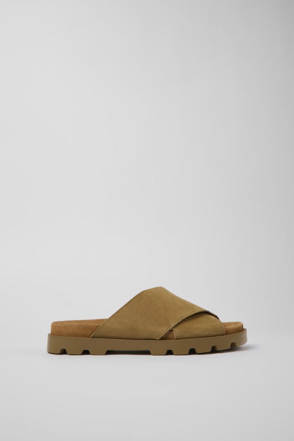 Sandalias Camper Brutus - Sandalias de nobuk marrón para mujer con tiras cruzadas