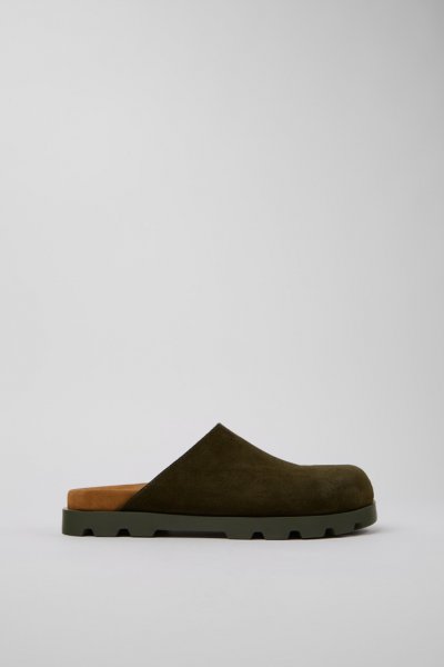 Camper Brutus Sandal - Sandalias verdes de piel nobuk para hombre.