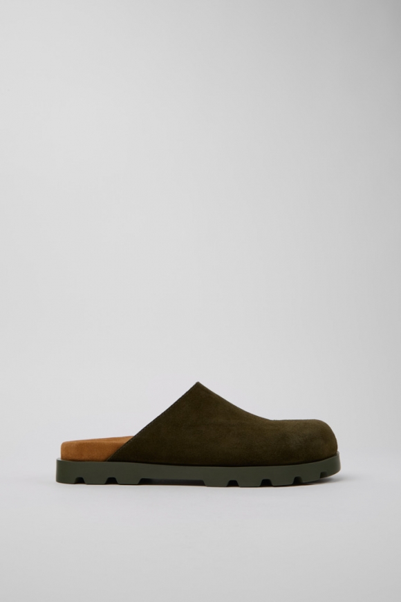 Camper Brutus Sandal - Sandalias verdes de piel nobuk para hombre.
