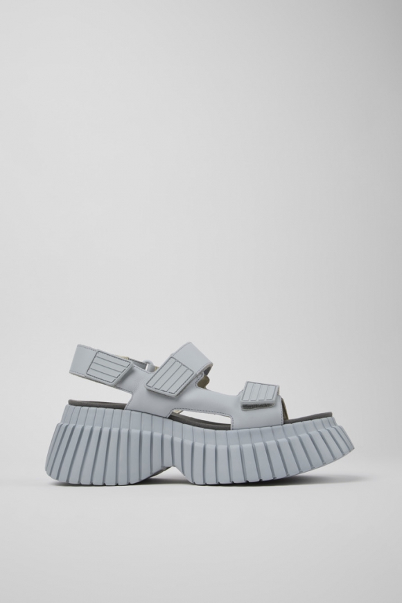 Camper BCN - Gris Sandalias de piel con doble tira para mujer
