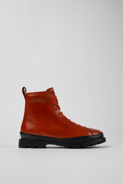 Camper Brutus - Botas rojas de piel con cordones para mujer.