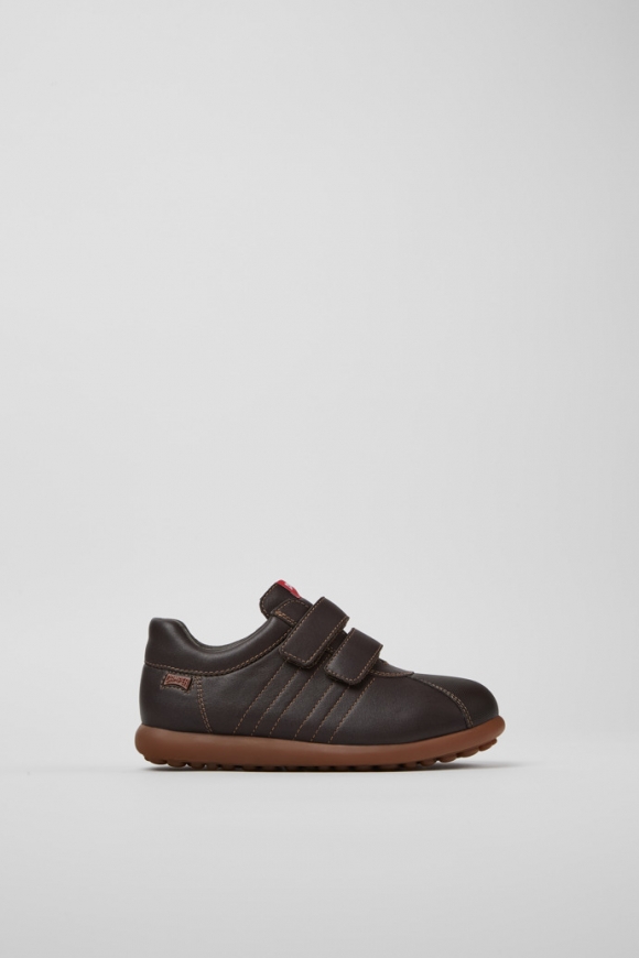 Camper Pelotas - Zapatos marrones de piel y textil para niños.