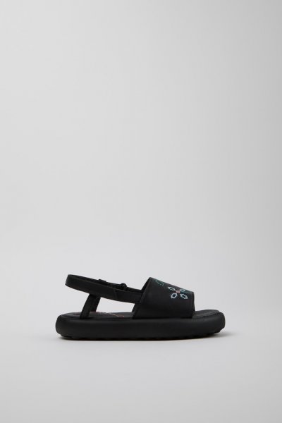 Camper Twins - Sandalias negras de piel para niños.
