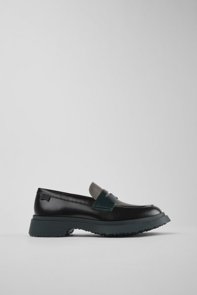 Camper Twins - Mocasines de piel negros y grises para mujer