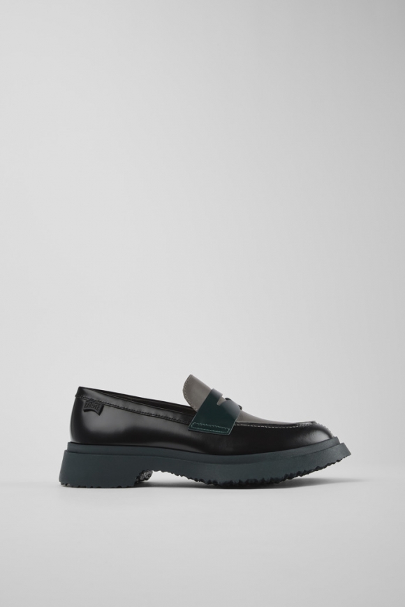 Camper Twins - Mocasines de piel negros y grises para mujer