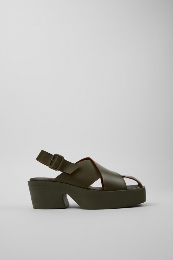 Camper Billie - Sandalias verdes de piel para mujer