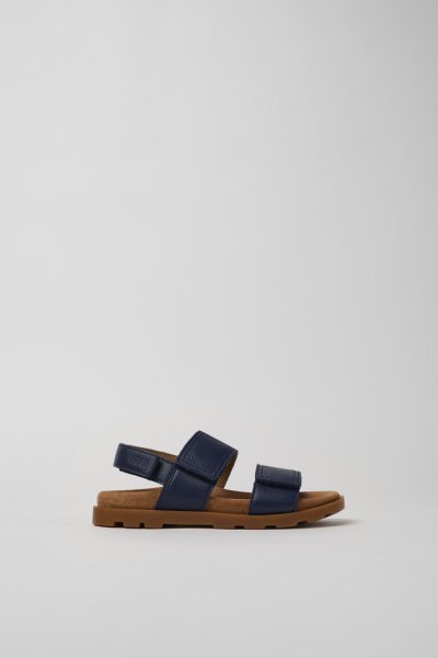 Camper Brutus Sandal - Sandalias de piel azul con doble tira.