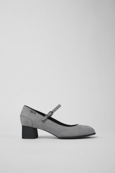 Camper Katie - Zapatos Mary Jane de nobuk gris.
