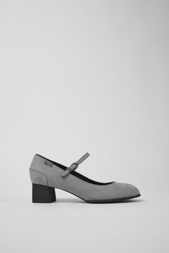 Camper Katie - Zapatos Mary Jane de nobuk gris.
