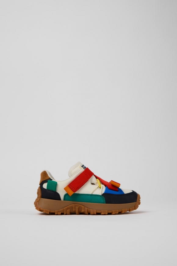 Camper Bobo Choses x Camper - Zapatos infantiles de piel y textil multicolor con diseño semiabierto.
