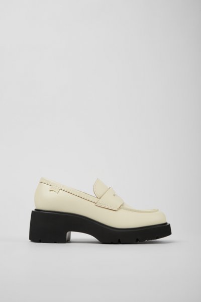 Camper Milah - Mocasines blancos de piel para mujer