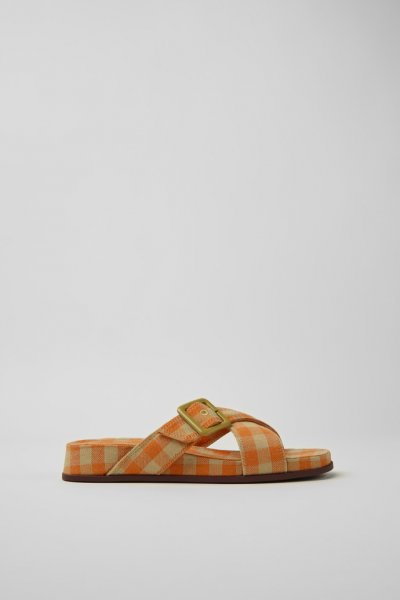 Camper Atonik - Sandalias para mujer en naranja y beige