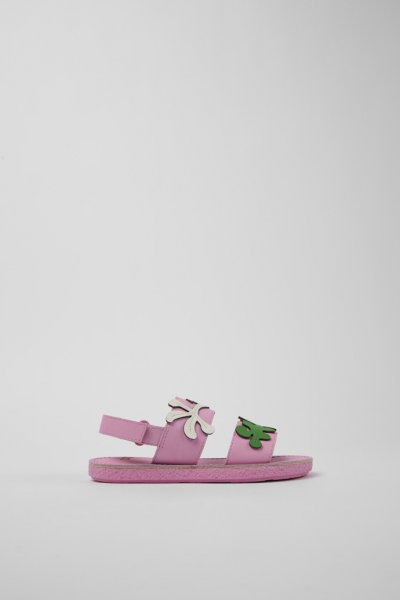 Camper Twins - Sandalias rosas de piel con doble tira