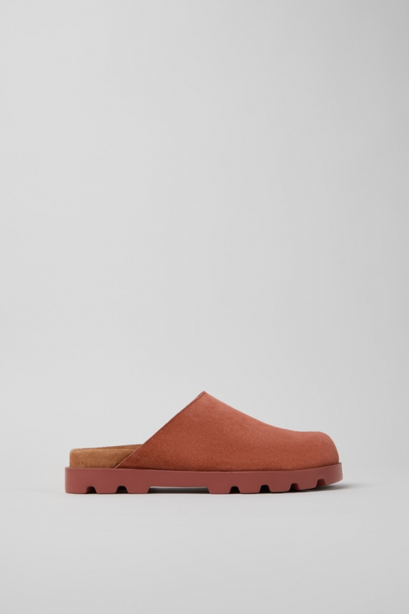 Camper Brutus Sandal - Sandalias rojas de piel nobuk para mujer.