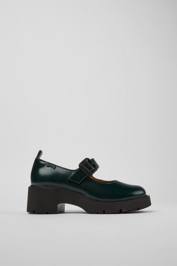 Camper Milah - Zapatos Mary Jane de piel verde para mujer