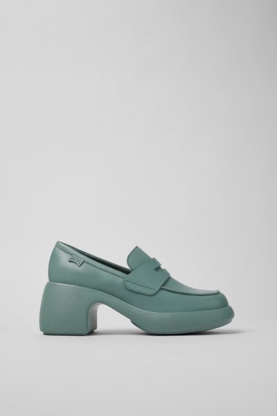 Camper Thelma - Bailarinas/mocasines verdes de piel para mujer.