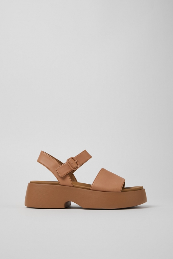 Camper Tasha - Sandalias de piel nude para mujer.