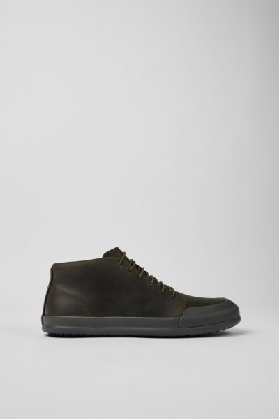 Camper Chasis - Botines de piel verde oscuro para hombre