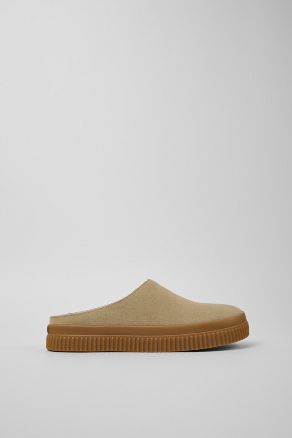 Camper Peu Roda - Sandalias de piel nobuk beige para mujer.