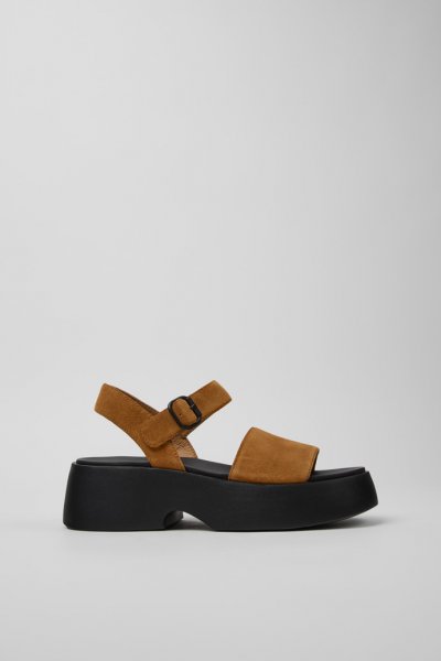 Camper Tasha - Sandalias marrones de nobuk para mujer