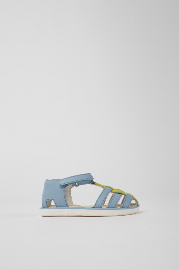 Camper Miko - Sandalias de piel para niños en verde y azul