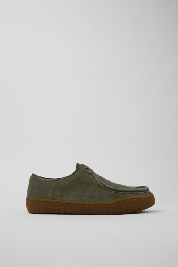Camper Peu Terreno - Zapato de piel nobuk verde para hombre.