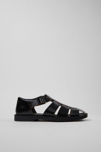 Camper Don - Sandalias de piel negra para hombre.