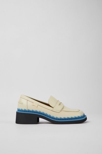 Camper Taylor - Mocasín blanco y azul de piel para mujer