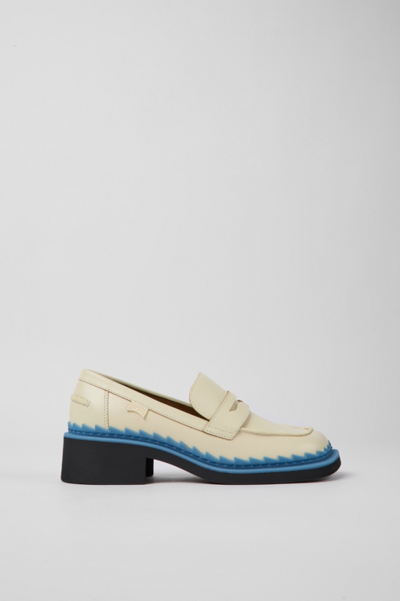 Camper Taylor - Mocasín blanco y azul de piel para mujer