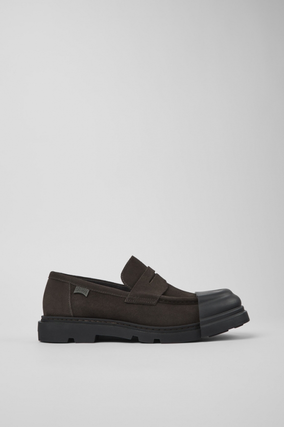 Camper Junction - Mocasines grises de nobuk para hombre