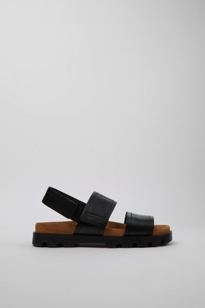 Sandalias Brutus de Camper: Sandalias negras de piel para mujer.