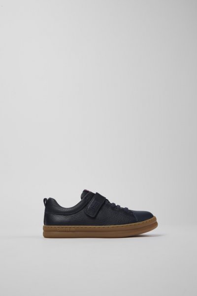 Camper Runner - Zapatillas azules para niño de piel y textil.