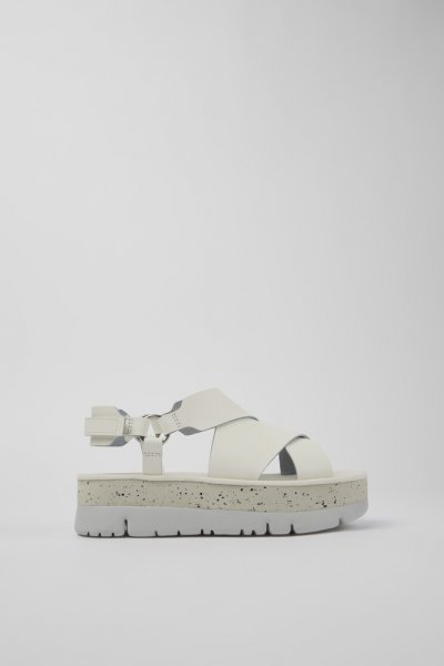 Camper Oruga Up - Sandalias blancas de piel para mujer
