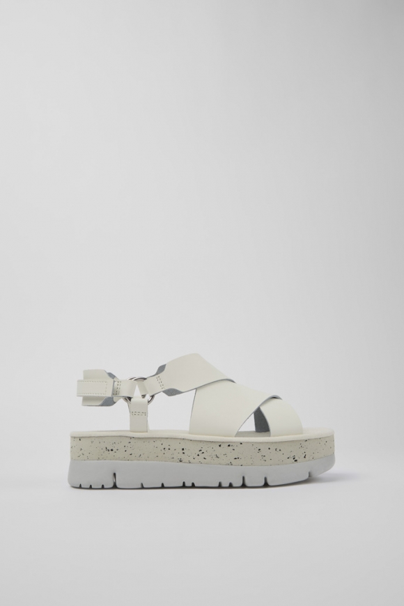 Camper Oruga Up - Sandalias blancas de piel para mujer