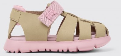 Camper Oruga - Sandalias infantiles multicolor de piel y textil.