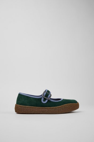 Camper Peu Terreno - Zapatos de piel y nobuk verde para mujer.