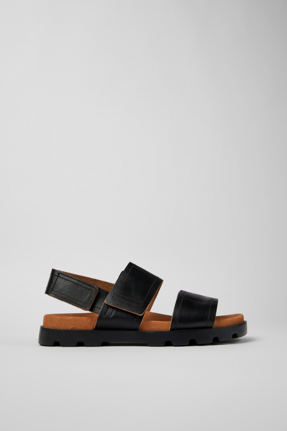 Camper Brutus Sandal - Sandalias negras de piel para hombre con doble tira.