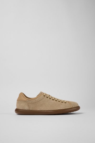 Camper Pelotas Soller - Zapatillas beige de nobuk y piel para mujer.