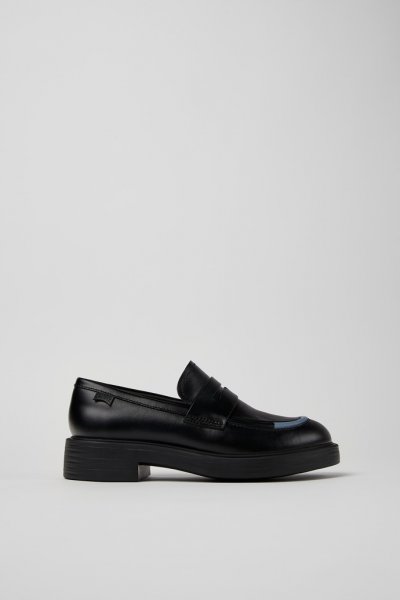 Camper Twins - Mocasín negro de piel para mujer