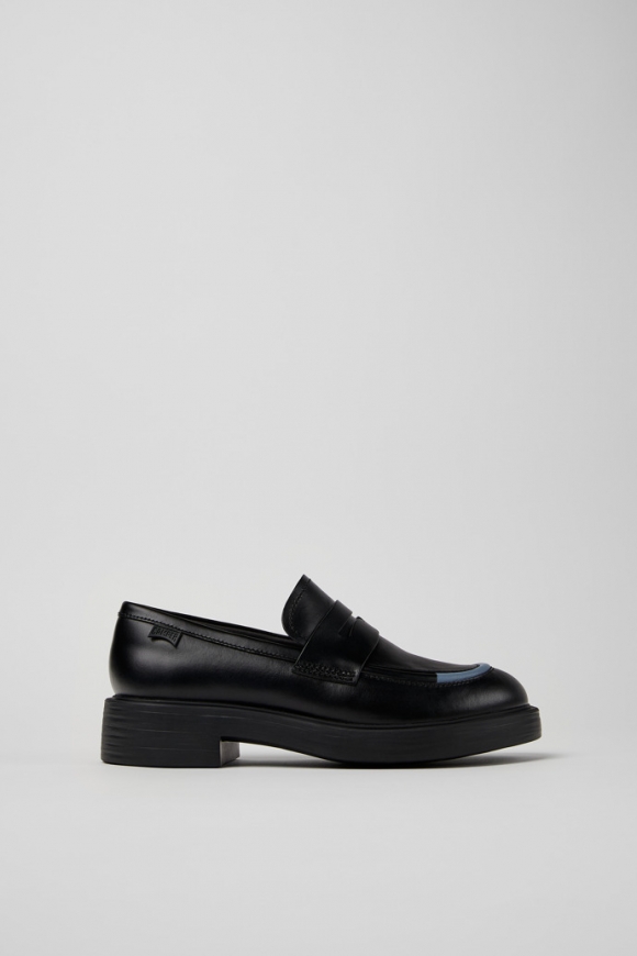 Camper Twins - Mocasín negro de piel para mujer