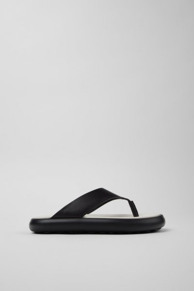 Camper Twins - Sandalias negras de piel para mujer.